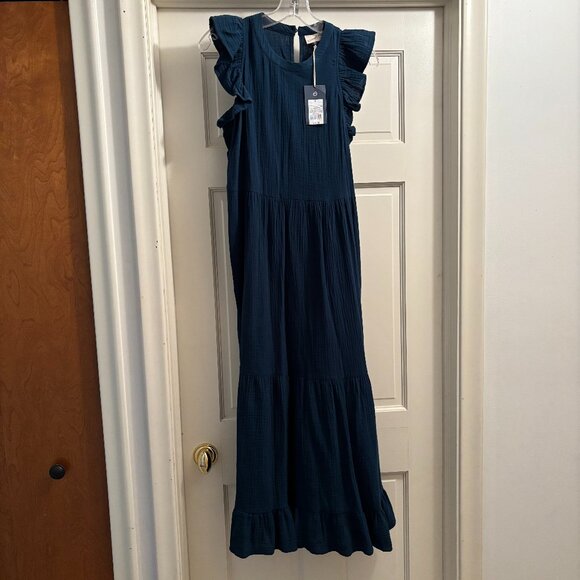 NWT Universal Thread Ruffle Sleeve Dress Color: Blue Baritone Size: Small - Picture 1 of 4